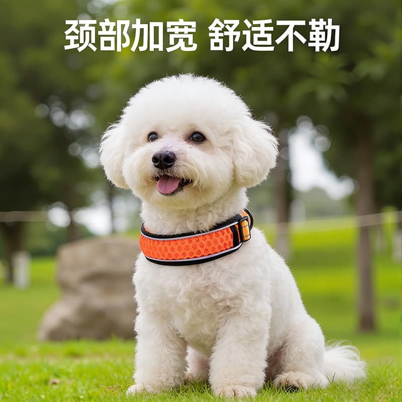 夜間安全反射帯付き光る犬首輪