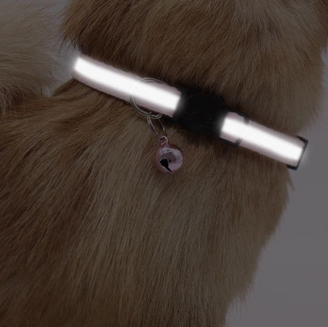 犬首輪 反射テープ付き鈴付き安全犬首輪