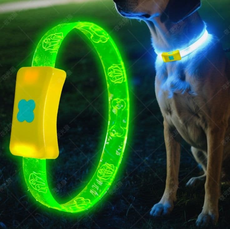 犬首輪 USB充電式 夜間安全 7色発光犬首輪