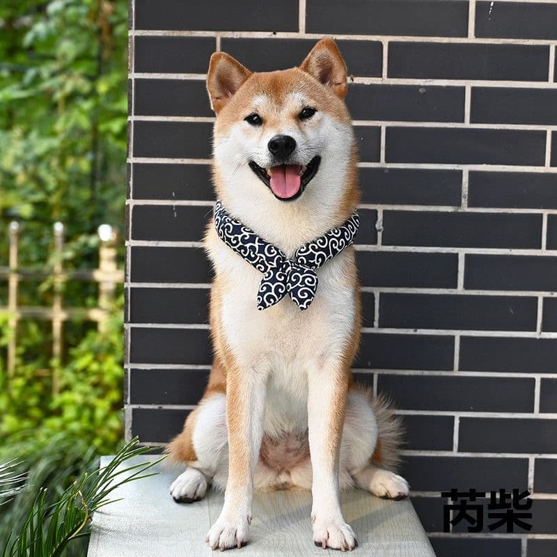 和風唐草模様のスカーフ風犬首輪バンダナ