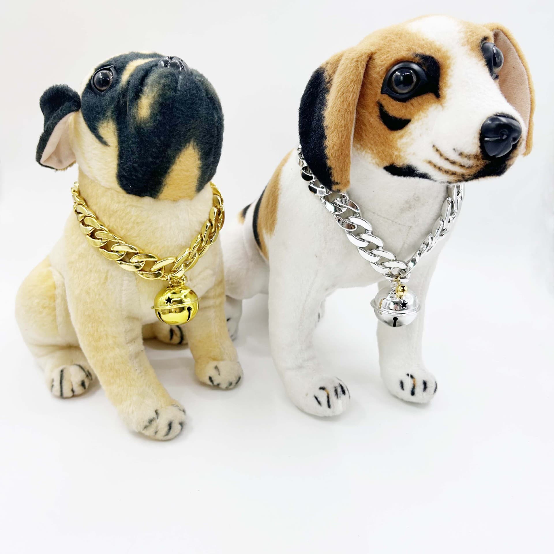 犬首輪 鈴付き太め喜平チェーン犬首輪