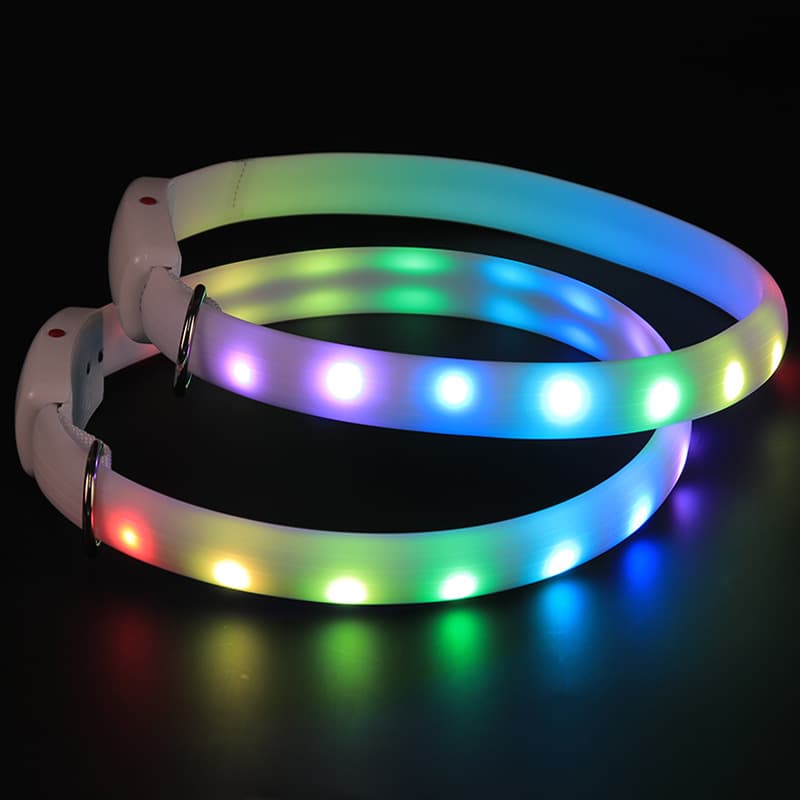 犬首輪 LED搭載 USB充電式 点滅パターン11種 夜間安全光る犬首輪